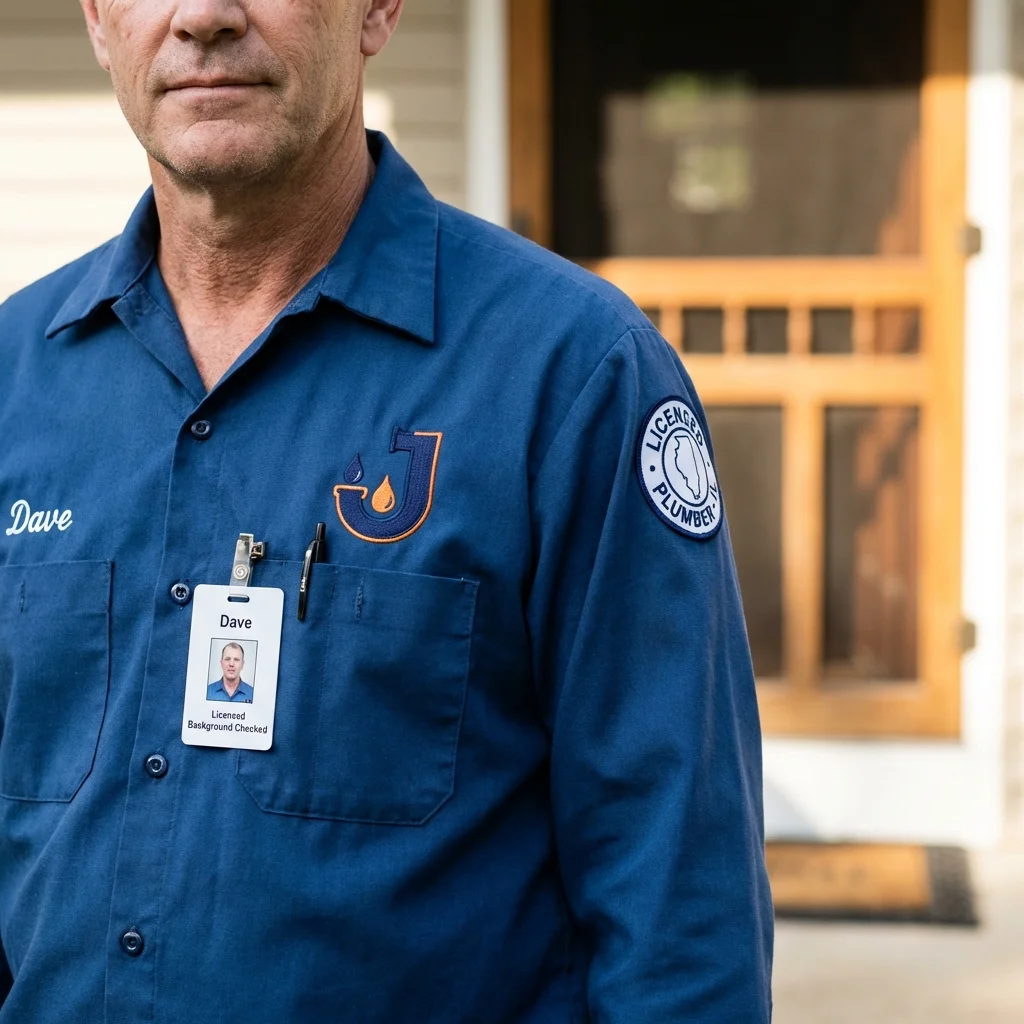 Licensed plumber showing ID badge in Nederland, CO