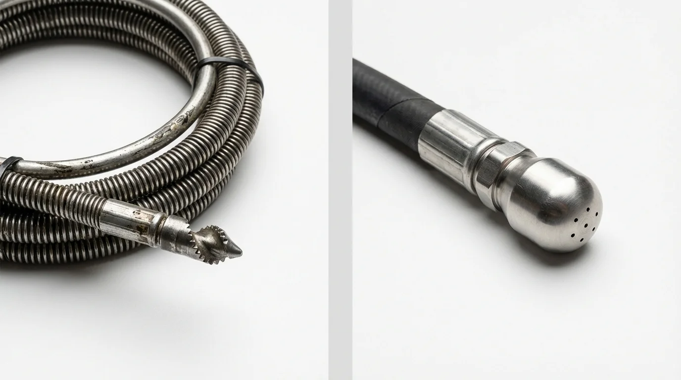 Drain snake cable and hydro jetting nozzle used for drain cleaning in Nederland, CO