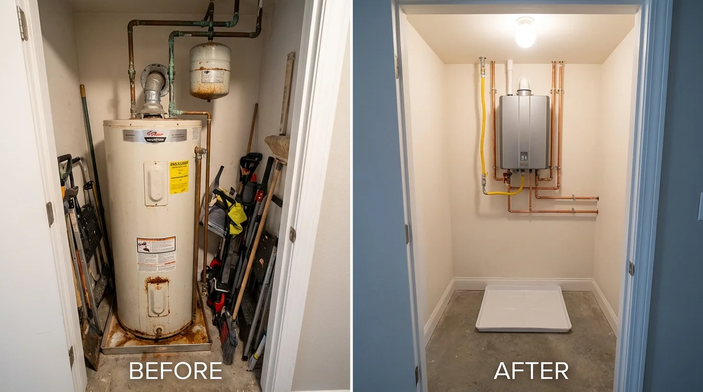 Tank water heater versus wall-mounted tankless unit comparison for Nederland, CO homeowners