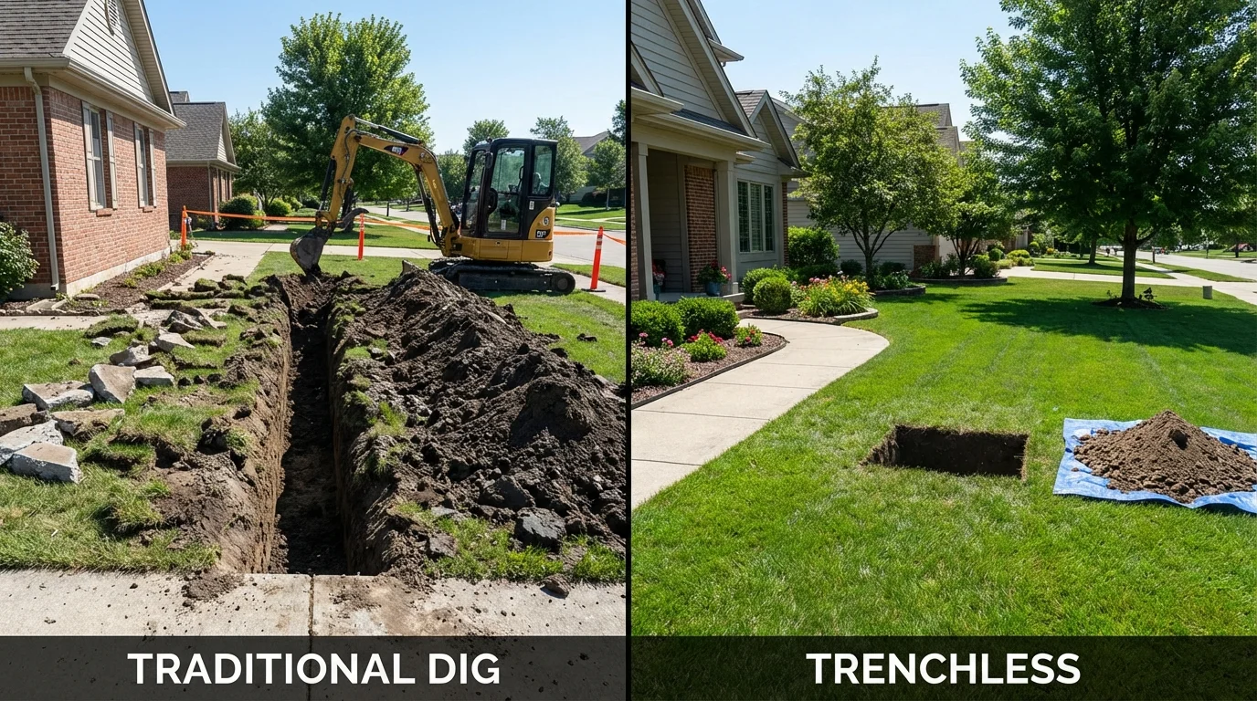 Trenchless sewer repair with minimal yard damage versus traditional excavation in Nederland, CO